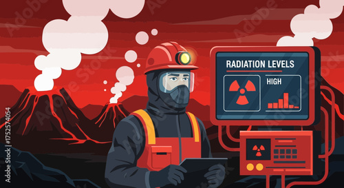 Monitoring High Radiation Levels at Volcanic Eruption Site with Protective Gear