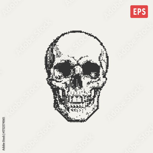 human skull retro pixel art