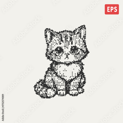 dorable kitten pixel art retro