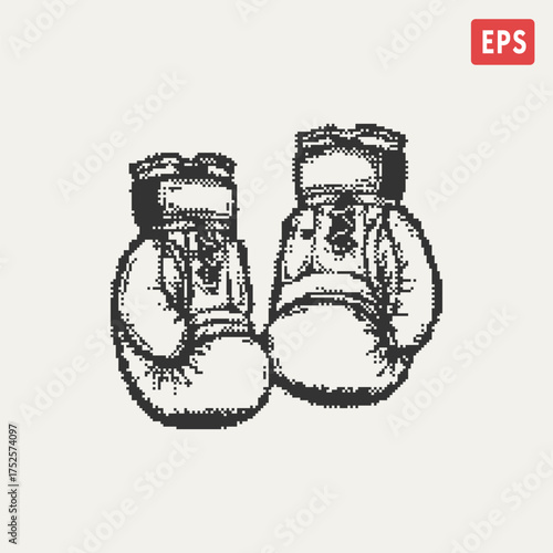 vintage boxing gloves retro pixel art