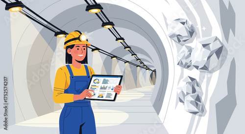 Mining Professional Analyzing Data on Tablet in Underground Tunnel Environment