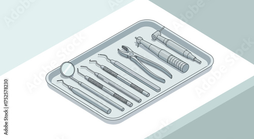 Dental Instruments Tray - Examination Tools for Oral Care.