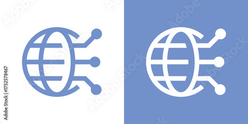 Modern logo combining a globe and circuit connections, symbolizing global technology, digital communication, and innovation. Perfect for IT, networking, and tech company branding.