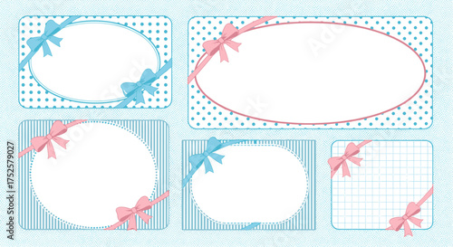 Cute baby announcement cards with bows and polka dots for invitations.