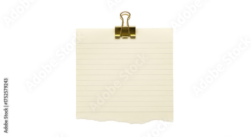 Gold clip secures lined paper