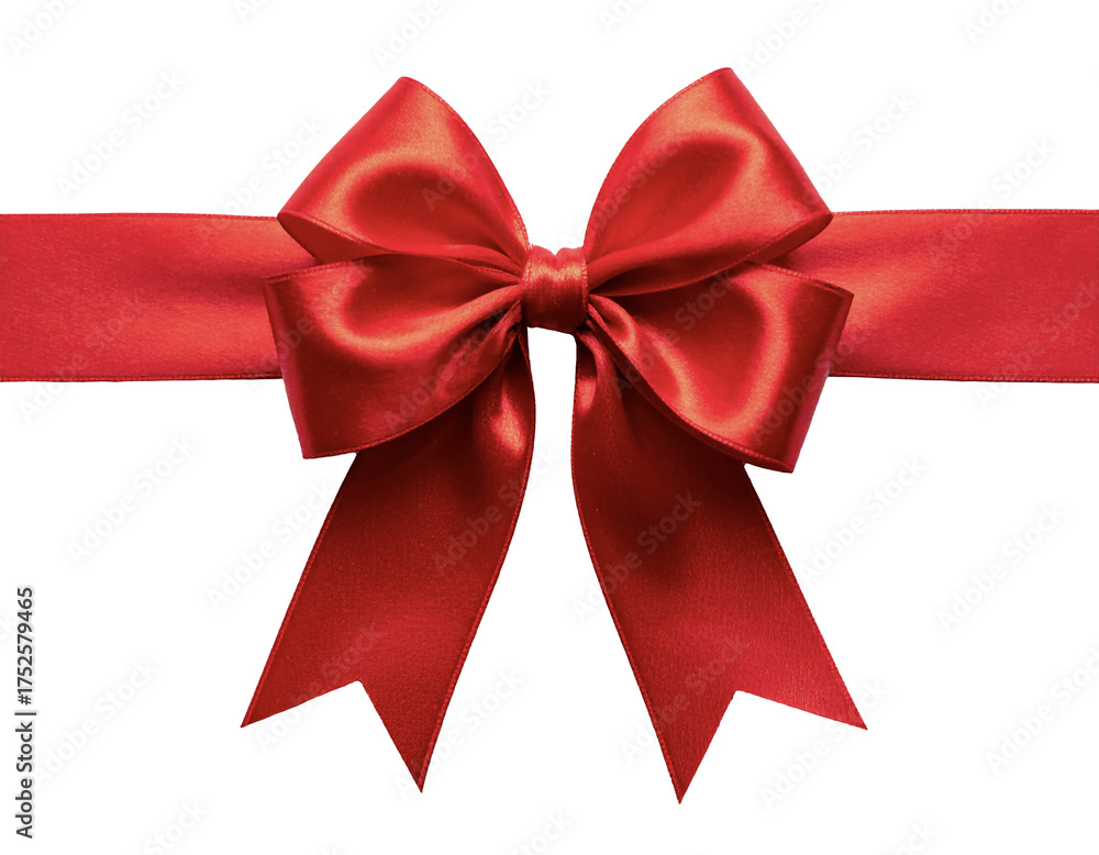 Fototapeta premium Red Satin Gift Ribbon — Transparent Background