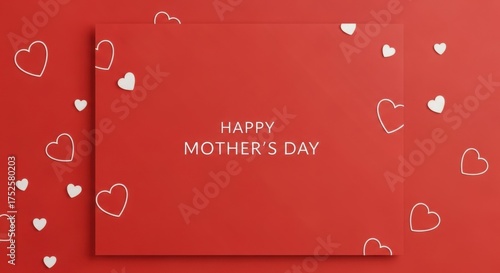 Celebrate the Amazing Mothers in Your Life with a Heartfelt Happy Mother's Day Greeting Card Featuring Delicate Hearts and a Warm Red Background