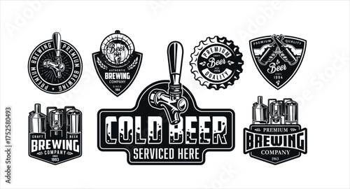 Craft Beer Logos: A collection of monochrome craft beer logos, capturing the essence of a brewery. These designs are perfect for branding, showcasing various styles.