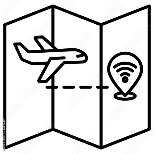 Destination Map Outline Icon