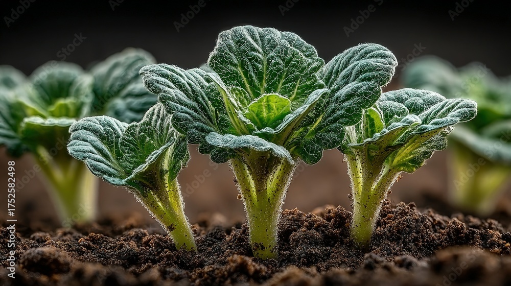 custom made wallpaper toronto digitalYoung green plants sprout from dark soil in a garden or field.