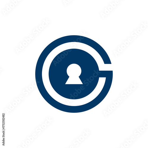 Modern Circular Letter G Security Lock Logo Design