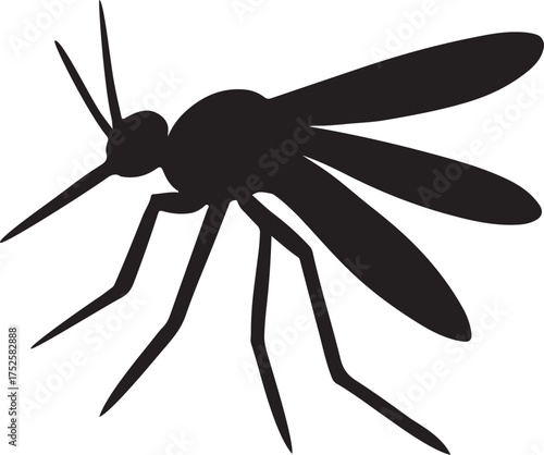 Detailed illustration of a mosquito in flight isolated on a white background
