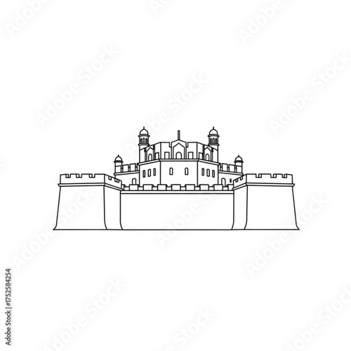 Fortress Silhouette: A majestic fortress stands proud, its formidable silhouette telling tales of history, strength, and enduring legacy.