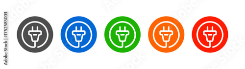 Power plug button vector set