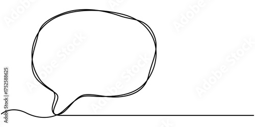 Speech bubble continuous one line drawing and minimalist style isolate outline vector illustration. 