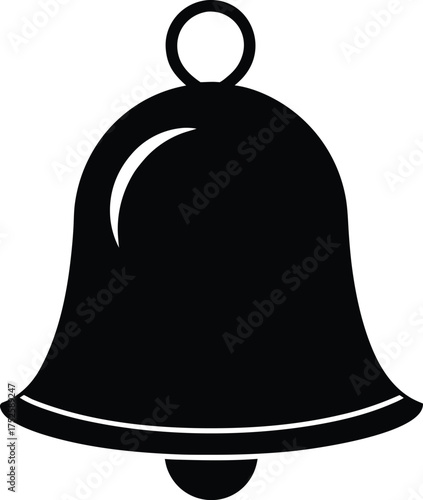 Christmas Bell Black Silhouette Vector Illustration. Traditional Christmas Bell Vector Graphic
