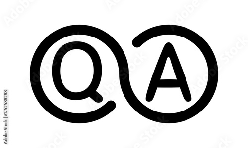 q and a round outline infinity pictogram, question and answer outline icon, social media problem and solution sign