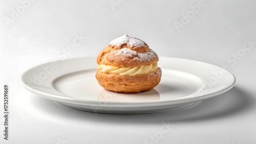 Wallpaper Mural Illustration of cream puff with custard filling isolated on white background, delicious dessert Torontodigital.ca