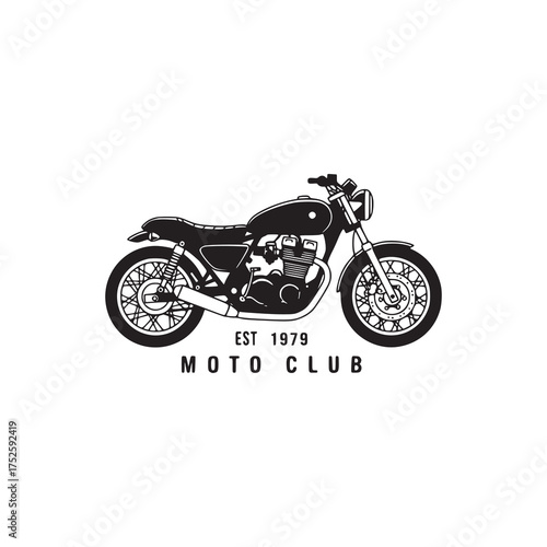 Vintage Moto Club Motorcycle Illustration with Established Year 1979 Details