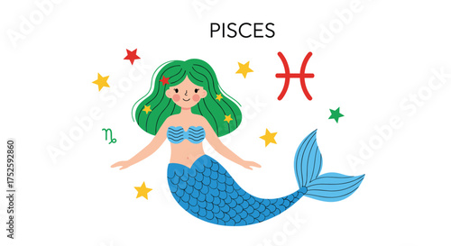 The dreamy and compassionate pisces woman depicted as a mythical mermaid.