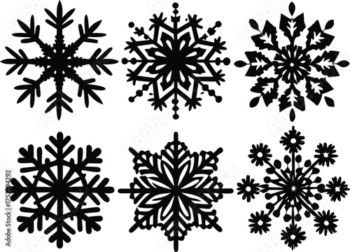 Wallpaper Mural Christmas Snowflake Set, Vector Illustration Collection. Winter Snowflake Decoration Vector Set. Torontodigital.ca