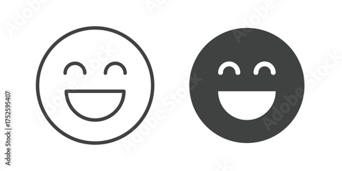 Laugh Icon. Line and glyph solid icon