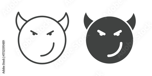 Devil Icon. Line and glyph solid icon
