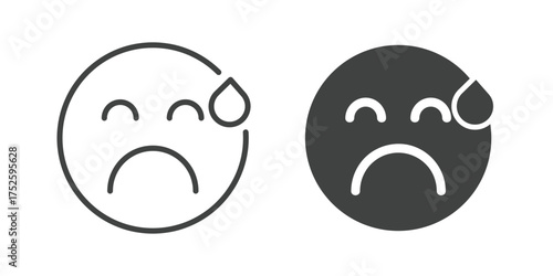 Sad Icon. Line and glyph solid icon