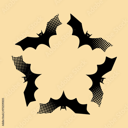 Halloween seamless pattern Bats on creamy background spooky spirit autumn holiday Vector illustration