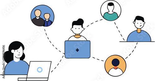 internet communication scenes  people sending mess.eps