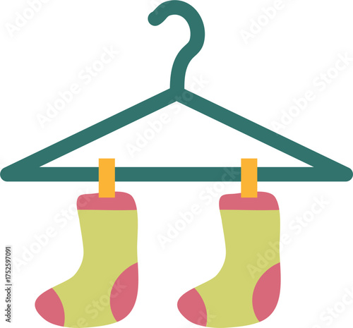 Socks Hanging on Hanger Illustratio