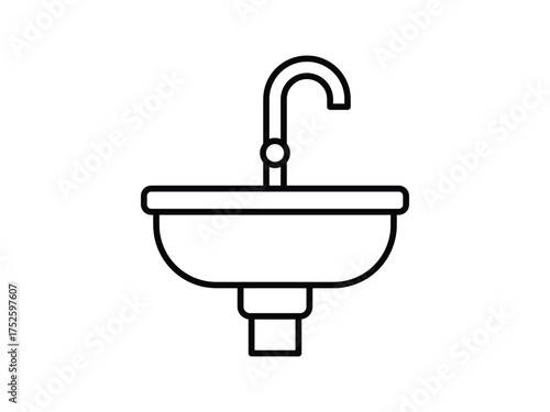 Sink Line Icon, home interior element icon