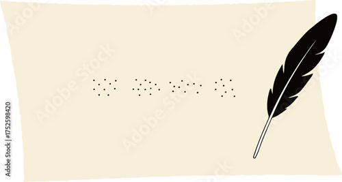 Braille on Paper with Feather Pen