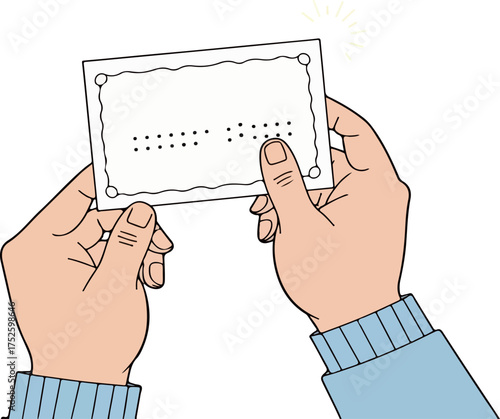Hands Holding Braille Card
