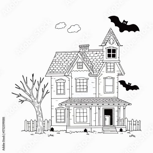Spooky Halloween House with Bats