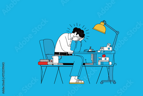 Stressed Man at Desk