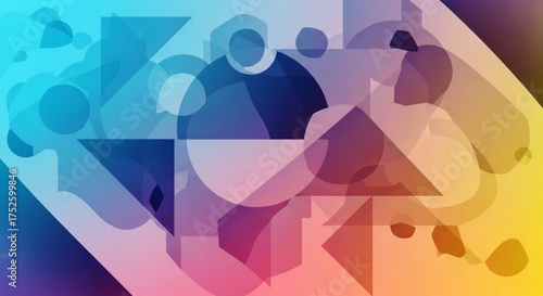 Abstract geometric background with overlapping shapes in vibrant colors, creating a modern and dynamic design for various creative projects and presentations