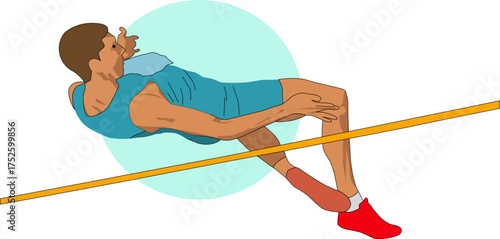 Male High Jump Athlete in Action Vector Illustration