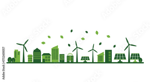 Sustainable energy solutions wind turbines and a green planet earth