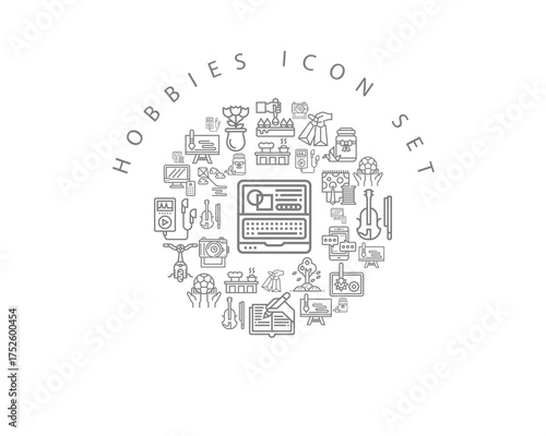 Hobbies icon set design