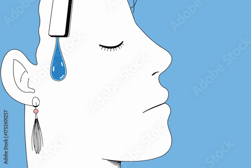 Stylized Face with Water Drop