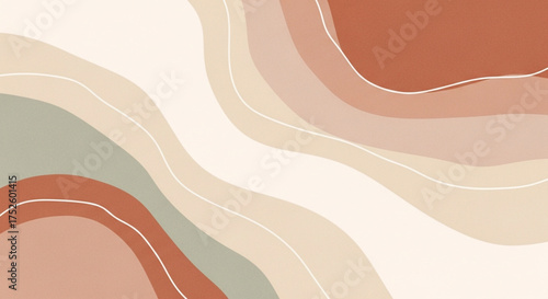 Abstract earth tone background with wavy shapes and lines, creating a calming and organic feel, perfect for adding a touch of nature to your designs
