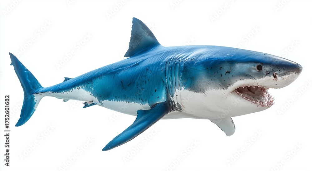 Obraz premium Realistic vector illustration of a great white shark isolated on a white background