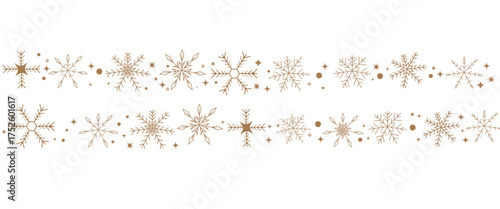 Vector merry christmas greeting card. White seamless snowflake border.