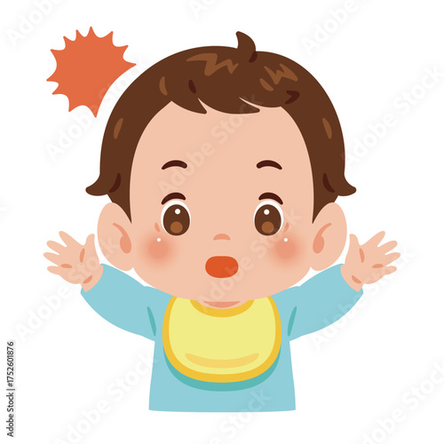 驚く男の子の赤ちゃん　上半身イラスト／Surprised Baby Boy　upper body illustration
