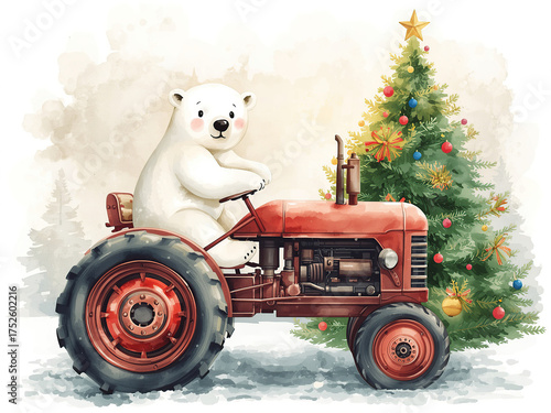 christmas teddy bear on the snow