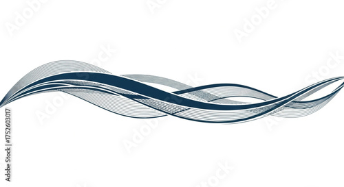 Abstract vector illustration of blue and gray wavy lines, creating a dynamic and flowing pattern suitable for various design applications