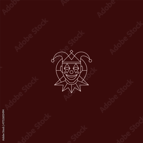 Clown line art creative and fun character logo design.