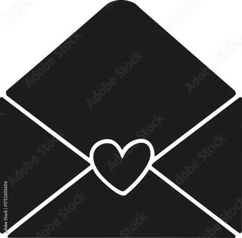 Love Letter Envelope Silhouette Vector for Valentine’s Day Design