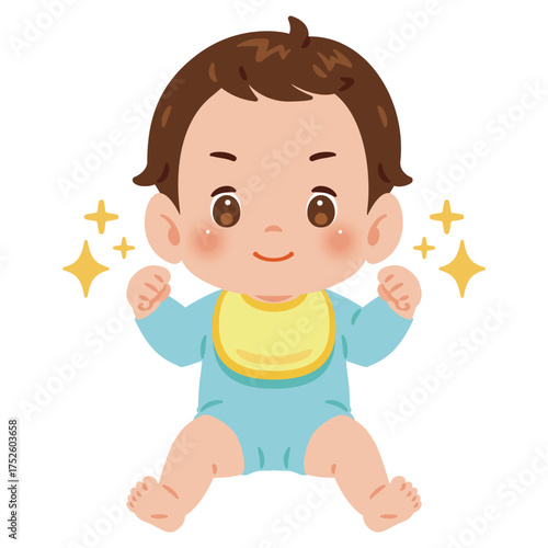 元気な男の子の赤ちゃん　全身イラスト／Energetic Baby Boy　full body illustration.